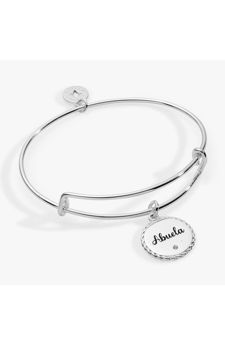 Alex and Ani Abuela Charm Bangle Bracelet, Main, color, Silver
