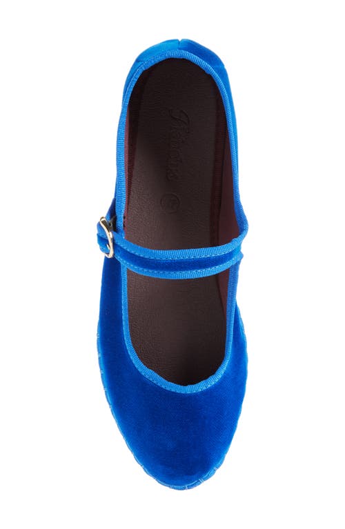 Flabelus Velvet-finish Buckle Ballet Flats In Blue