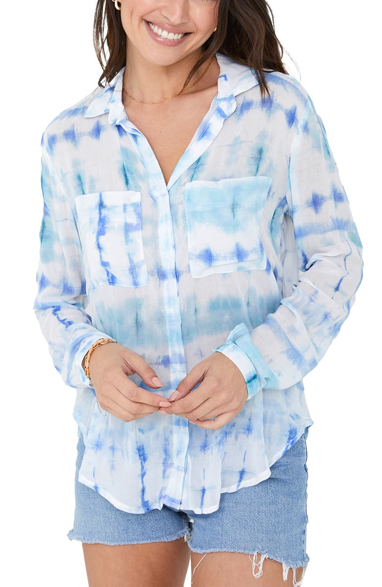 Bella Dahl Button-Up Tie Dye Shirt, Main, color,