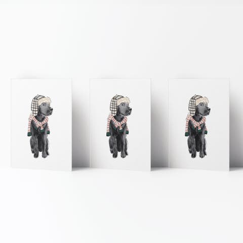 Winter/Holiday Greeting Card Pack Sets (3 ct) Candy Cane Black Lab