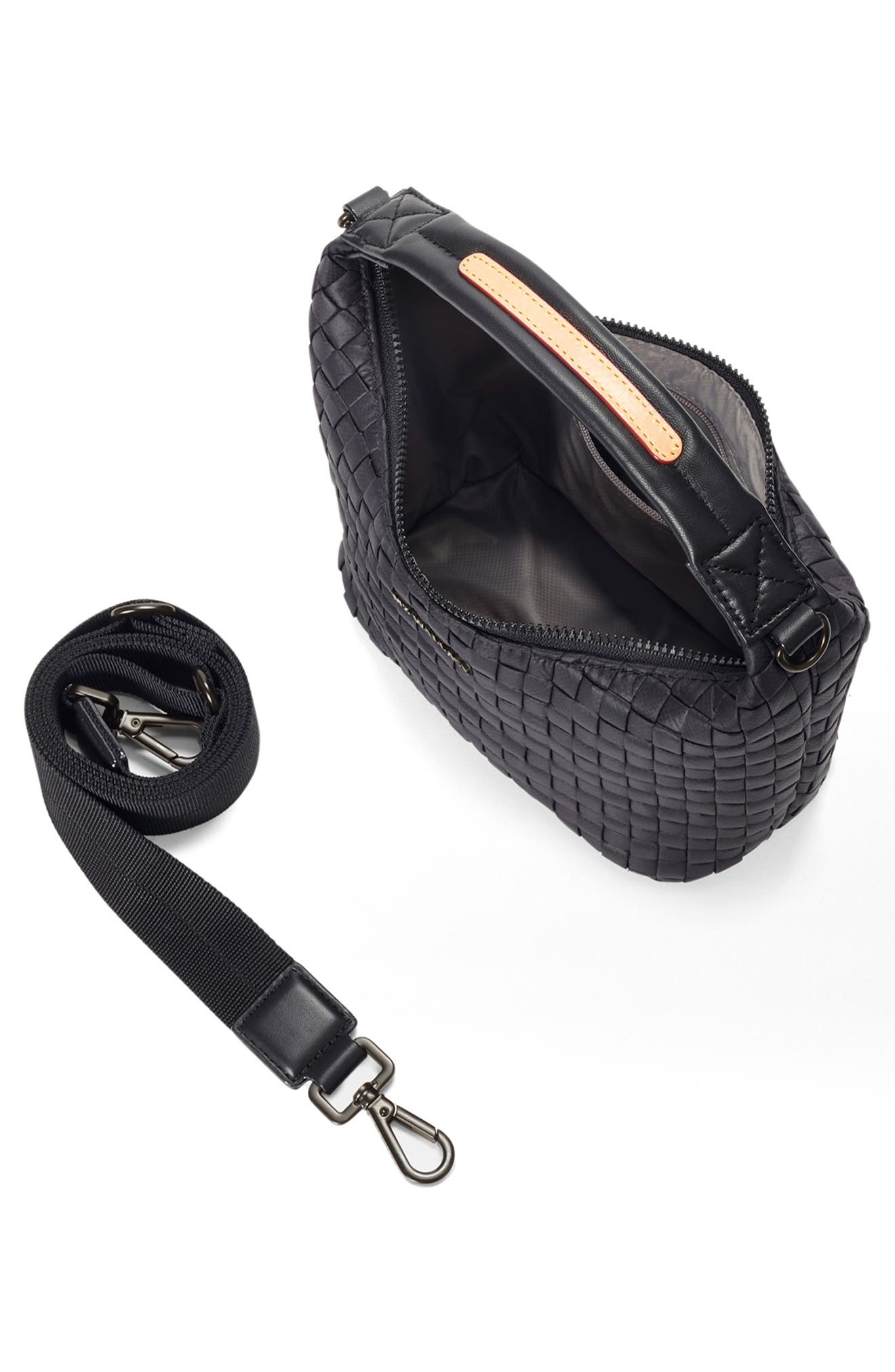 MZ Wallace Mini Woven Top Handle Hobo Bag, Alternate, color, Black