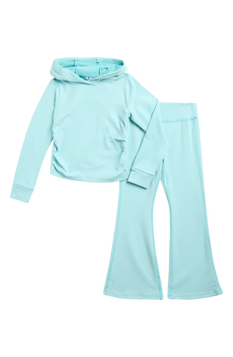 YOGALICIOUS Kids' Cinched Hoodie & Flare Leggings Set, Main, color, Aquarelle