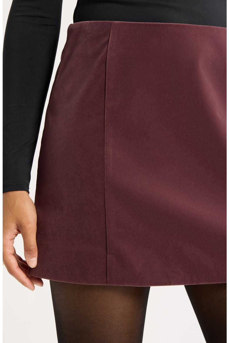 Velvet Miniskirt, Alternate, color, BURGUNDY FUDGE