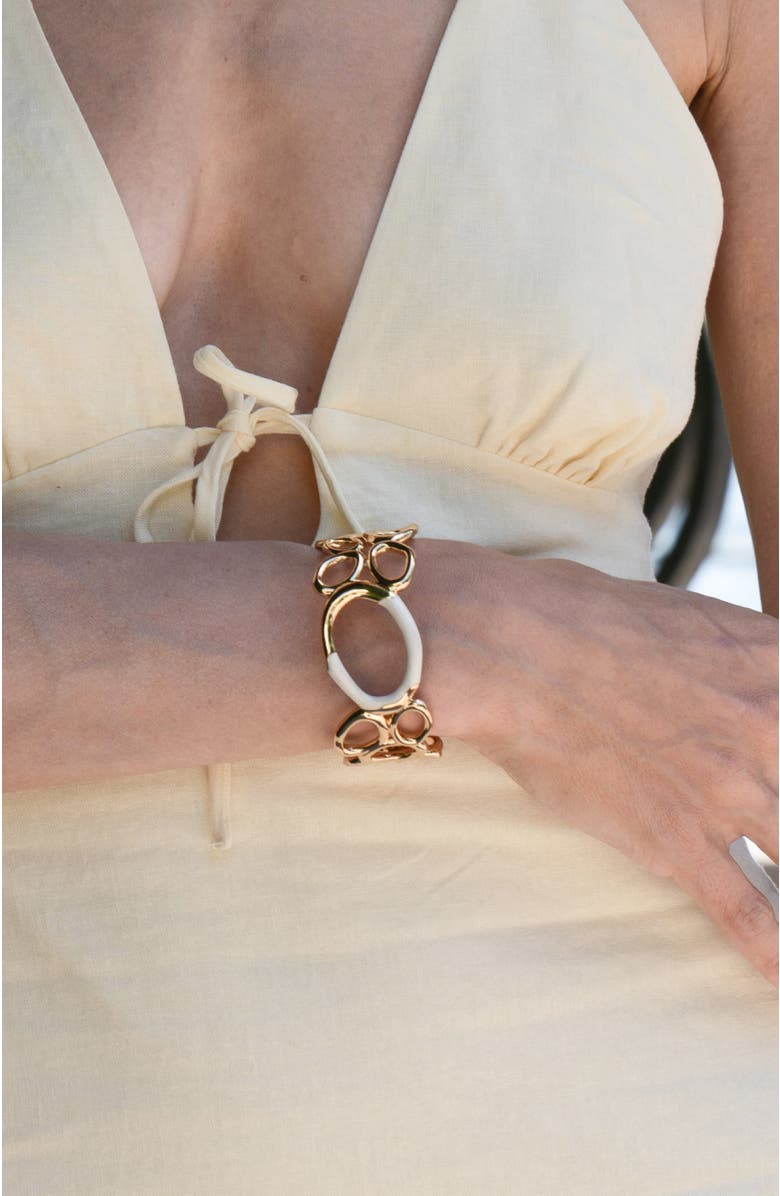 RC RETRO CHIC Time Ripples Round Bangle, Alternate, color, White & Gold