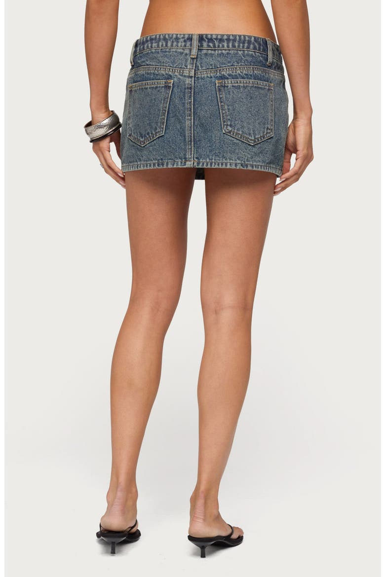 Ayala Washed Cargo Denim Micro Skort, Alternate, color, BLUE-VINTAGE-WASHED