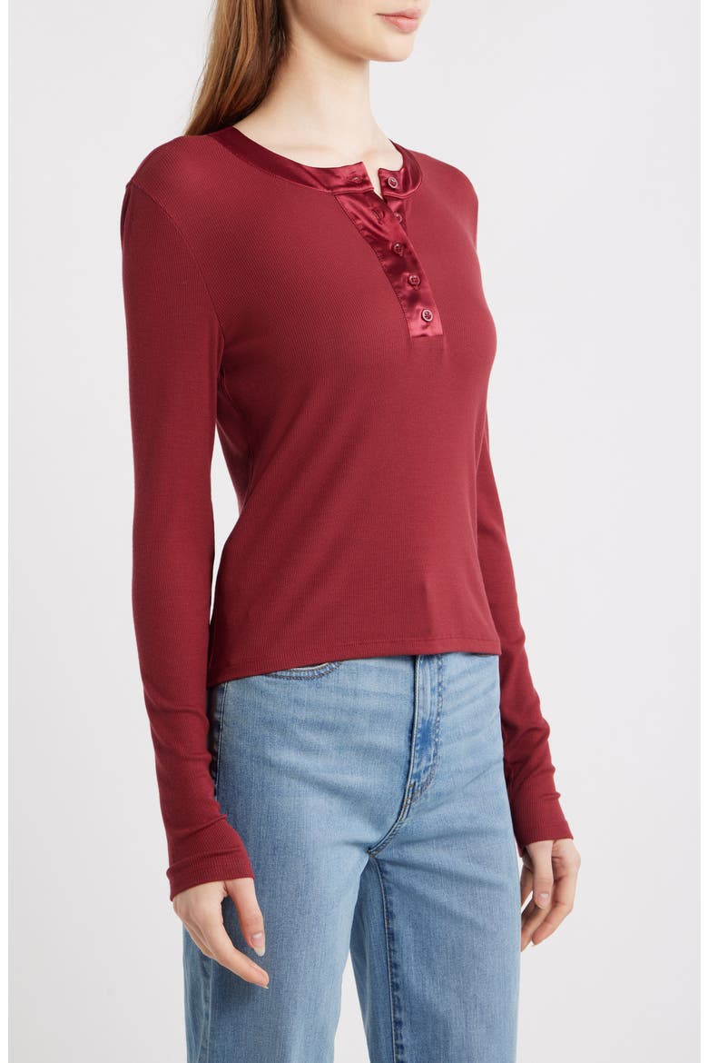 The Satin Trim Rib Henley, Alternate, color, BURGUNDY