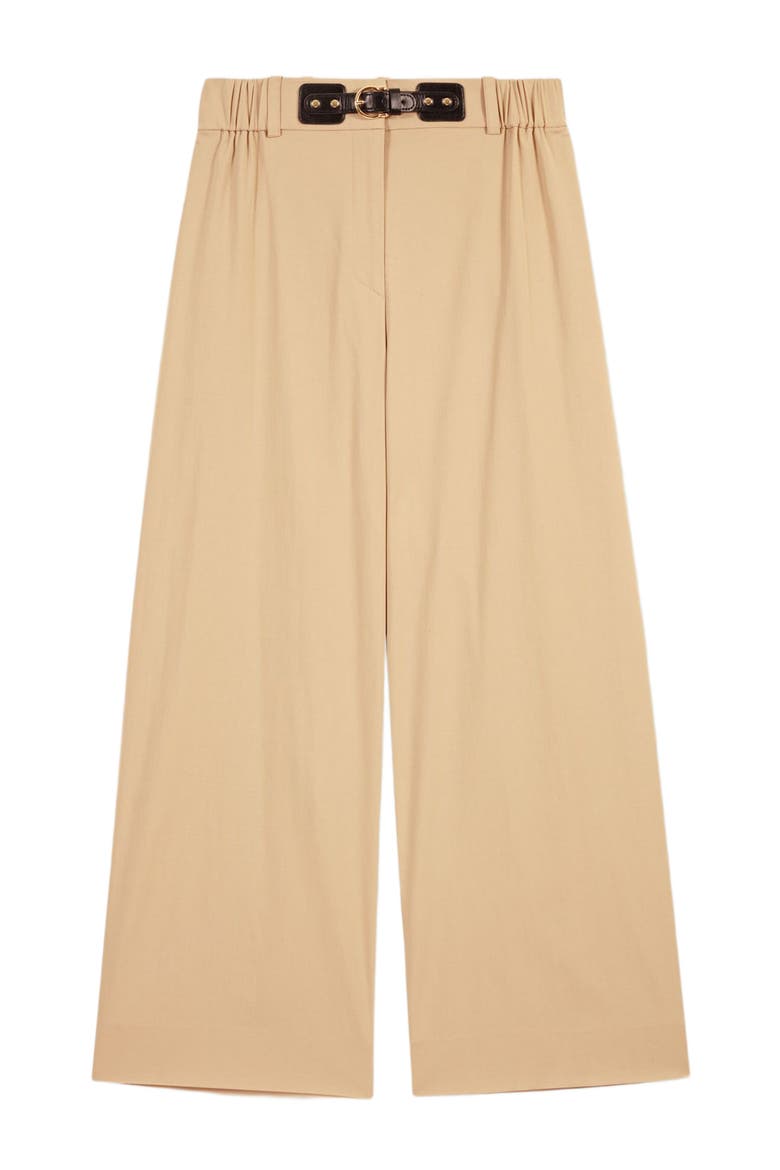 Wide-leg cotton pants, Alternate, color, Beige light
