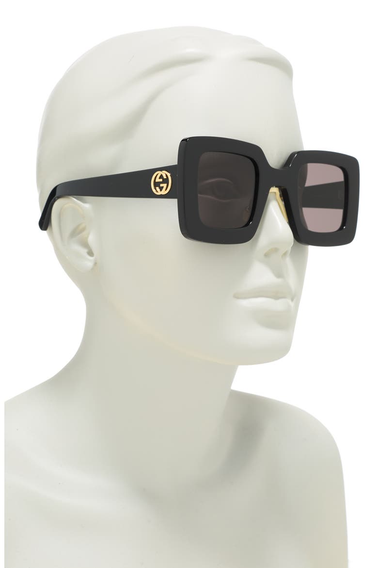 46mm Square Sunglasses, Alternate, color, BLACK