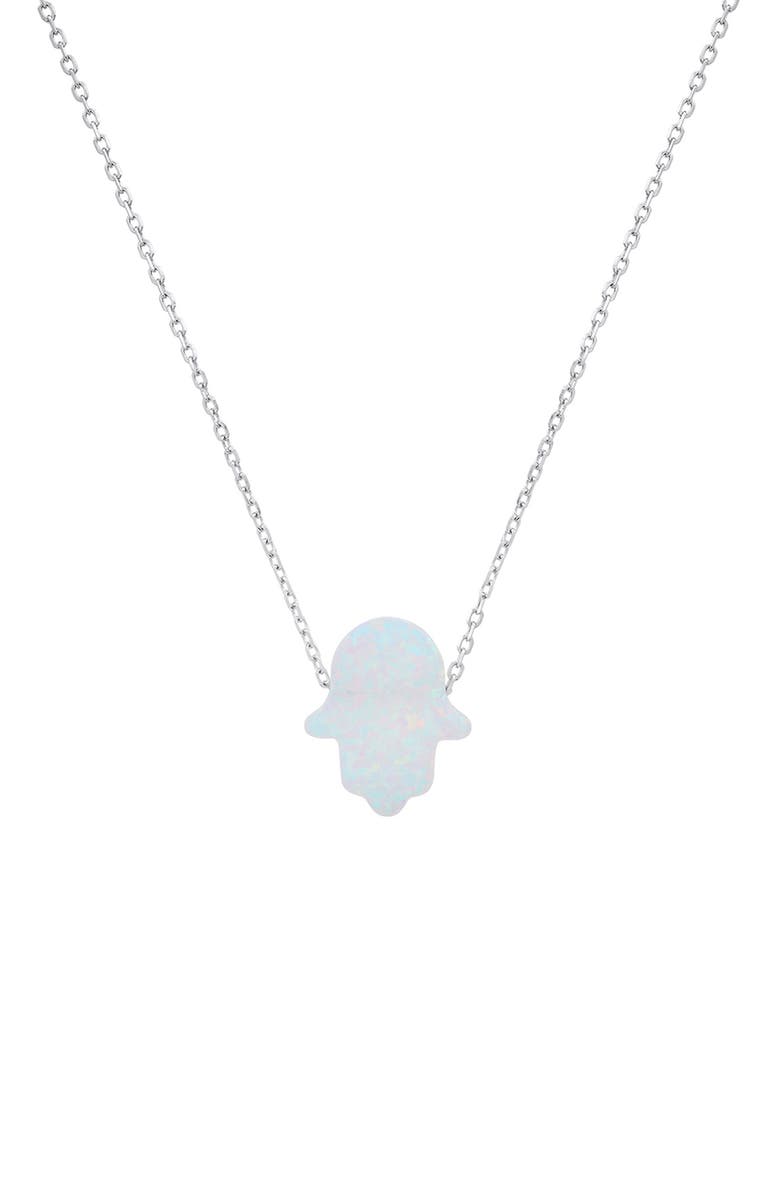 Queen Jewels Opal Hamsa Pendant Necklace, Main, color, Opal/Silver