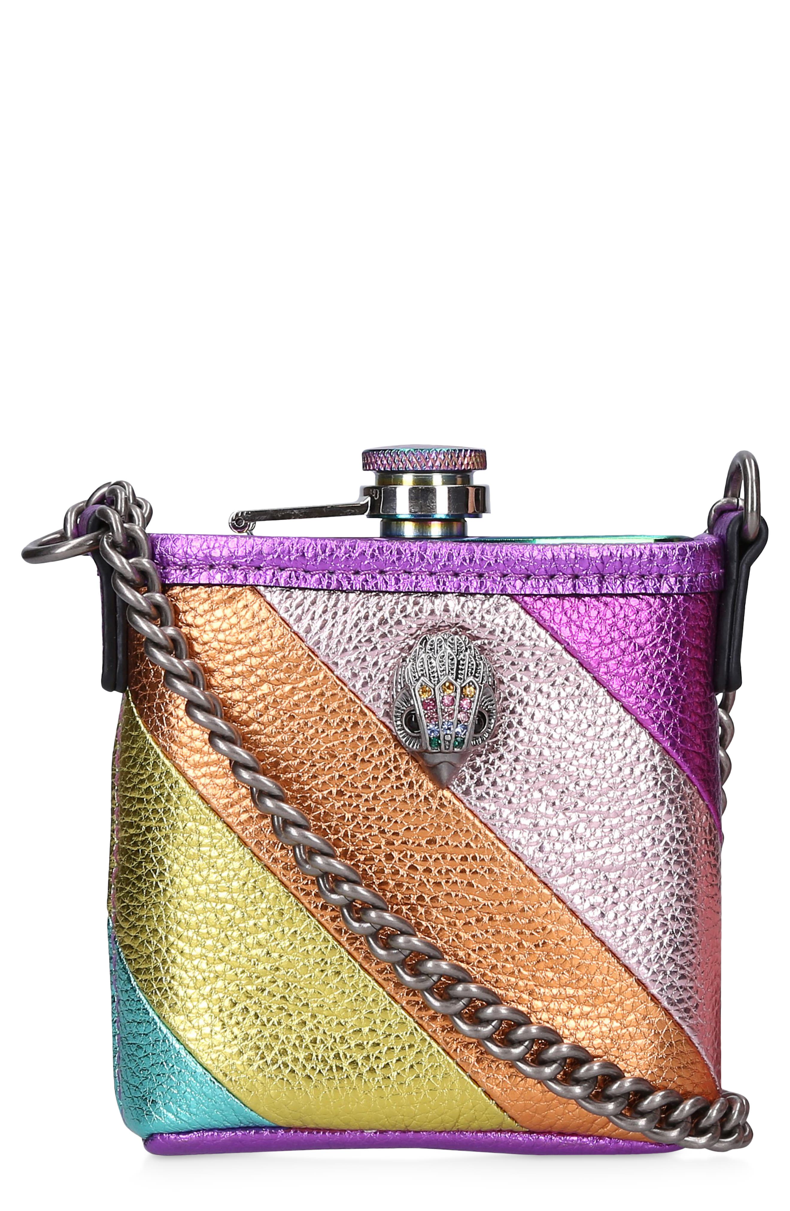 Kurt Geiger London Kensington Metallic Leather Flask, Main, color, 