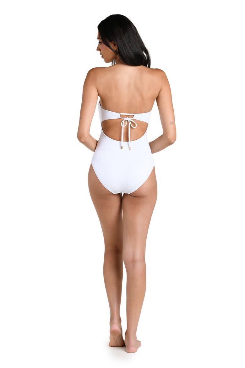 Shirred Cutout One-Piece Swimsuit, Alternate, color, WHITE