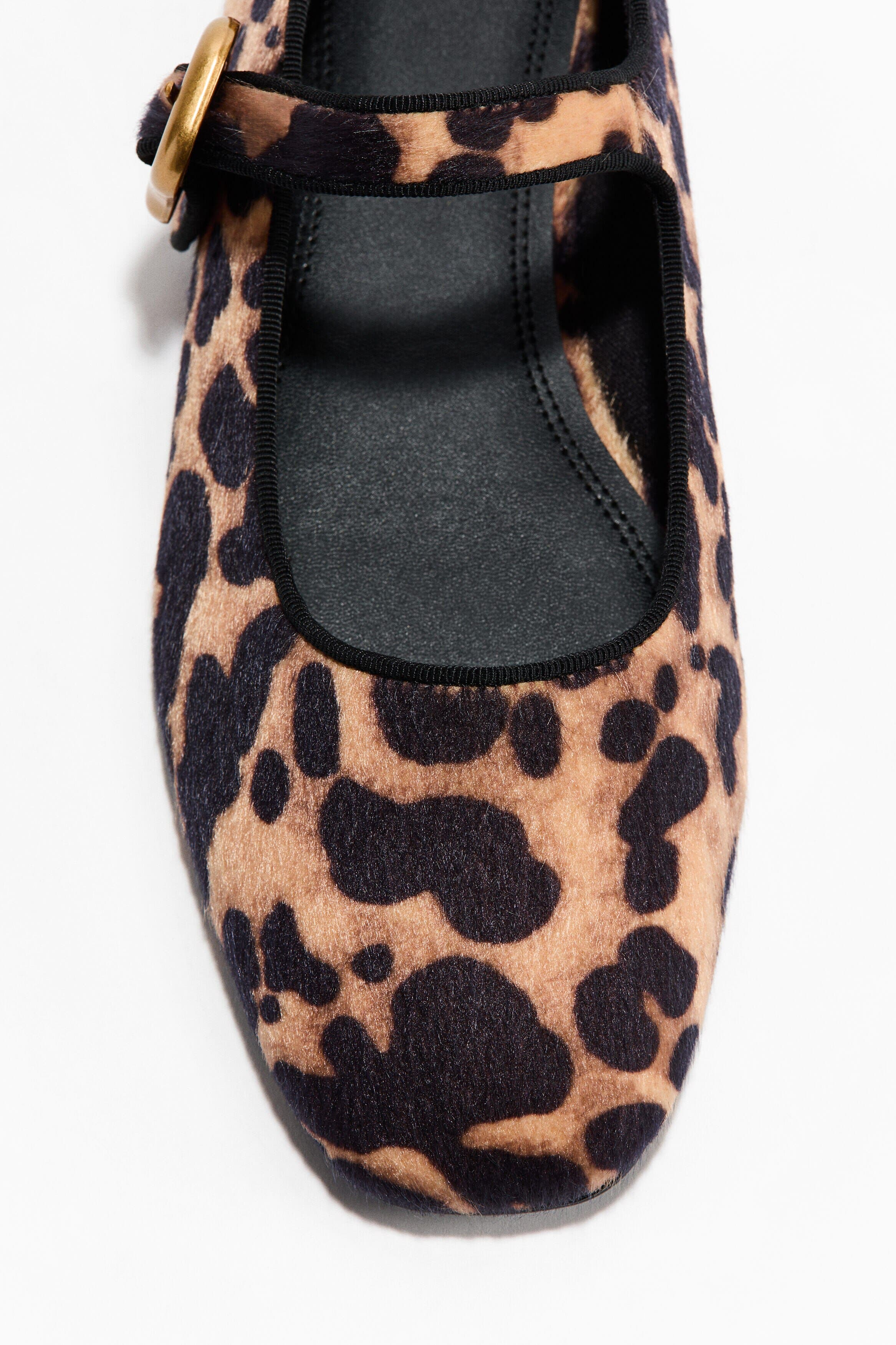 H&M Mary Jane Ballet Flats, Alternate, color, Beige/Leopard Print