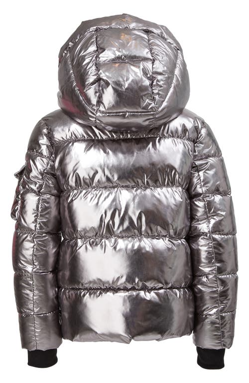 S13 Little Girl's Metallic Straight Puffer Jacket In Gray