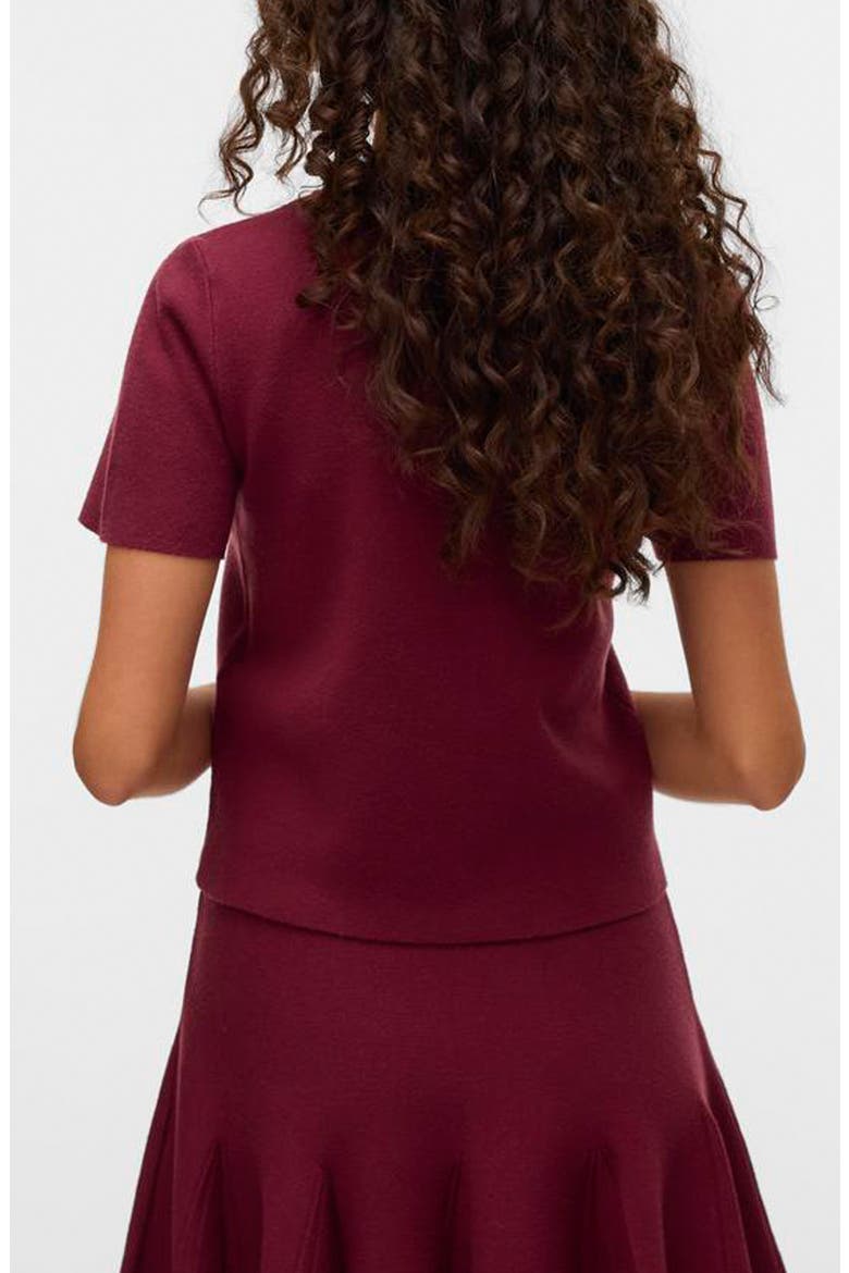 Kristen Short Sleeve Sweater, Alternate, color, SYRAH