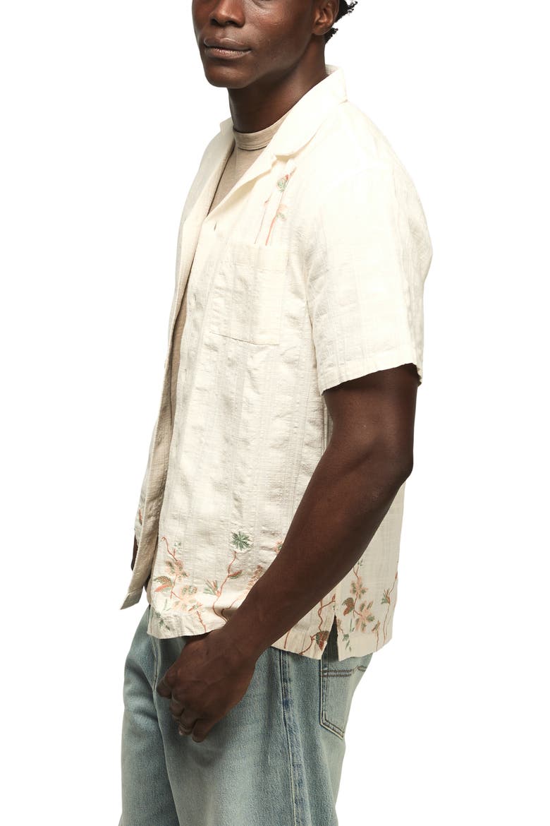 Embroidered Cotton Camp Shirt, Alternate, color, CREAM MULTI