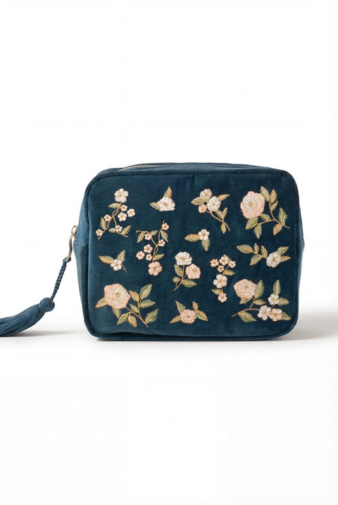 Wild Rose Velvet Wash Bag