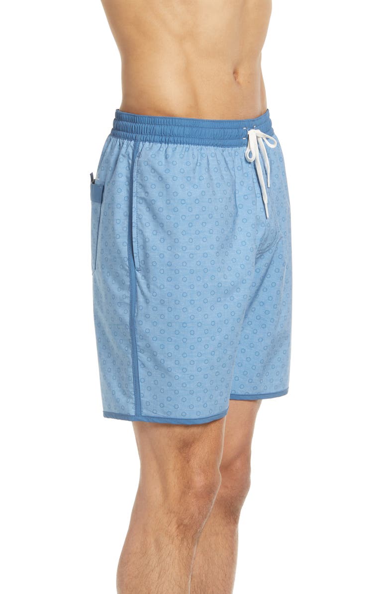 TravisMathew Men's Helicopter Tour Swim Trunks, Alternate, color, Heather Aegean Blue
