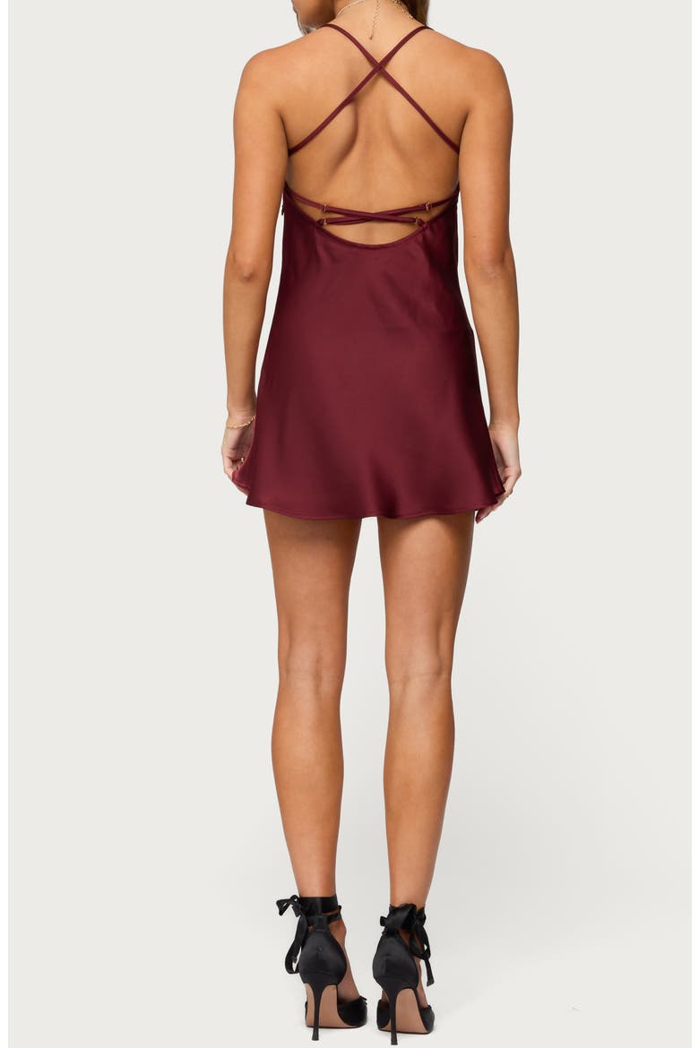 Nalah Satin Minidress, Alternate, color, BURGUNDY
