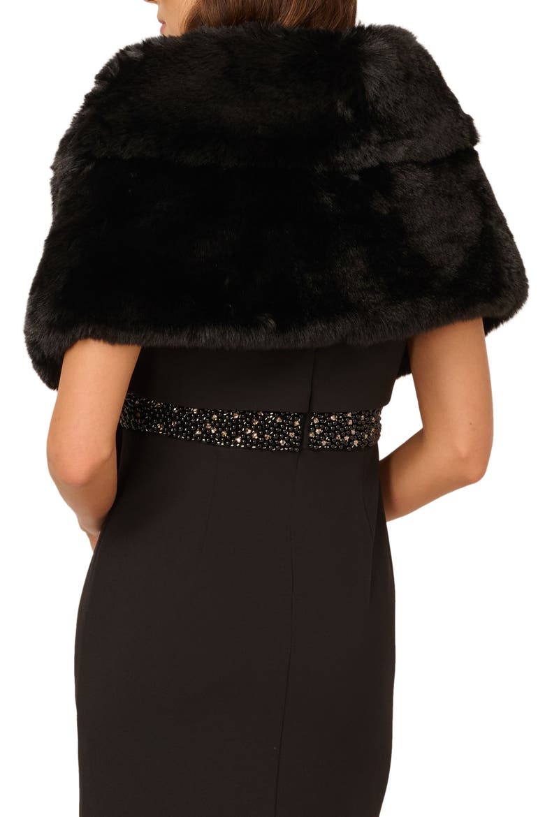 Faux Fur Coverup Caplet, Alternate, color, BLACK