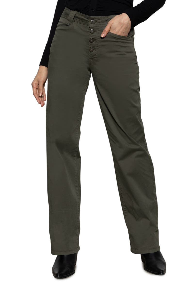 Luna High Waist Stretch Cotton Pants, Alternate, color, KALAMATA