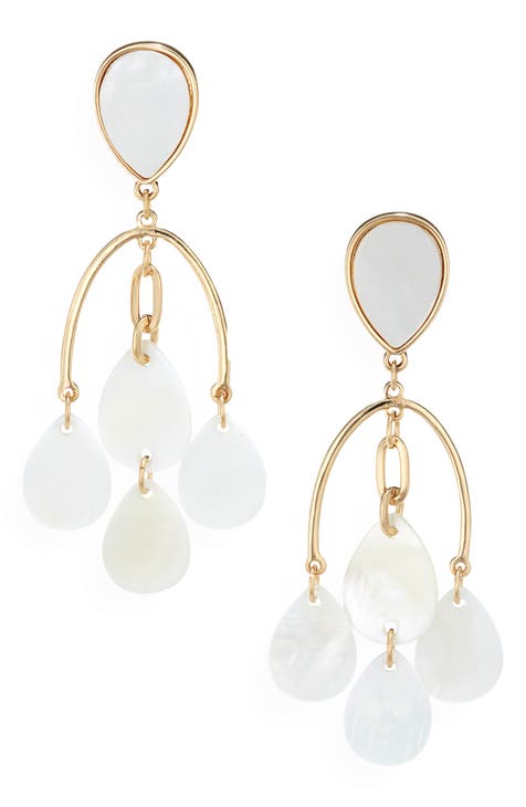 Teardrop Shell Chandelier Earrings