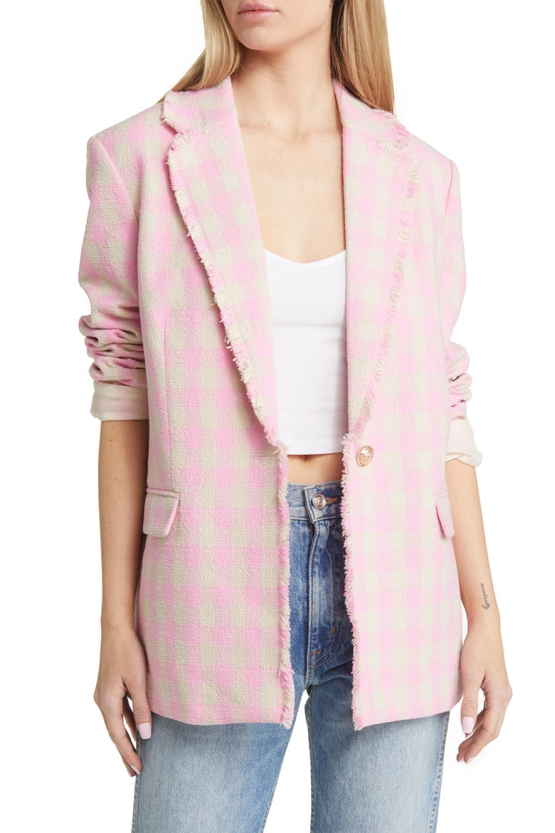 Bree Kae Check Tweed Blazer, Main, color, BONBON CHECKS BIRCH