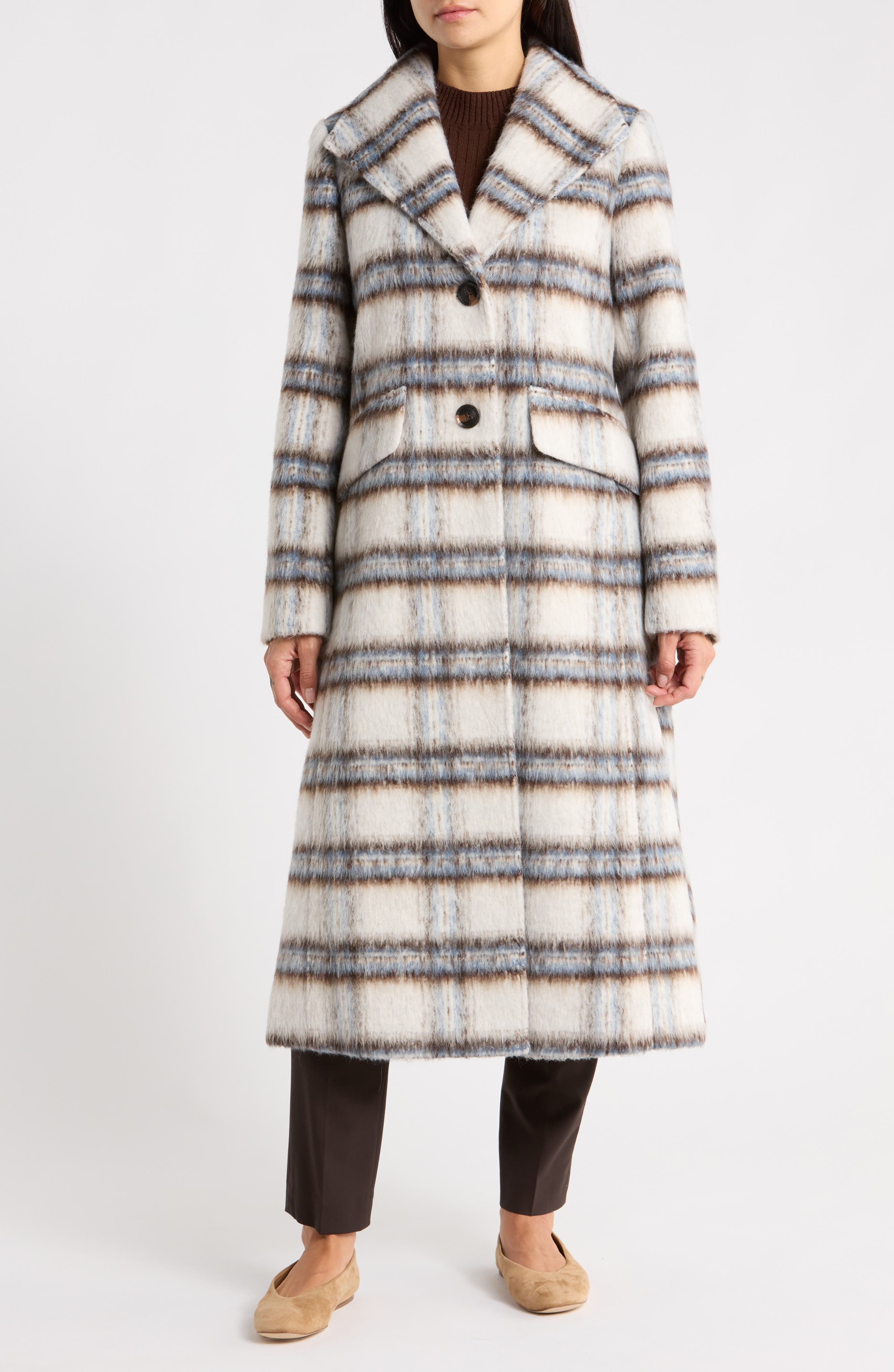 Plaid Wing Collar Coat