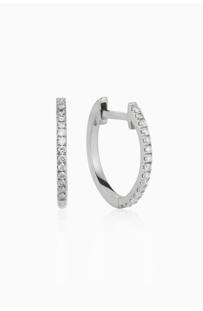 Oradina 14K Gold Shine Bright Small Diamond Hoops, Main, color, White Gold - Diamonds