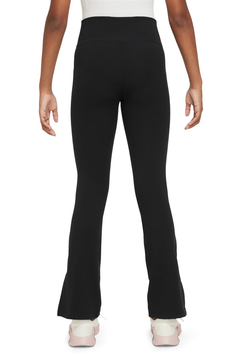 Kids' Nike One Dri-FIT Flare Leggings, Alternate, color, 010 BLACK/WHITE