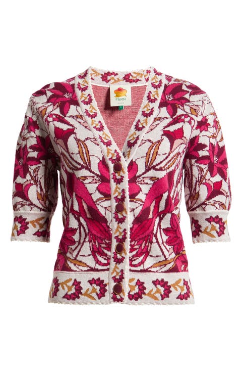 Stained Glass Print Button-Up Cardigan