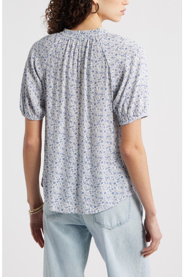 Floral Button-Up Top, Alternate, color, IVORY- BLUE LACE DITSY