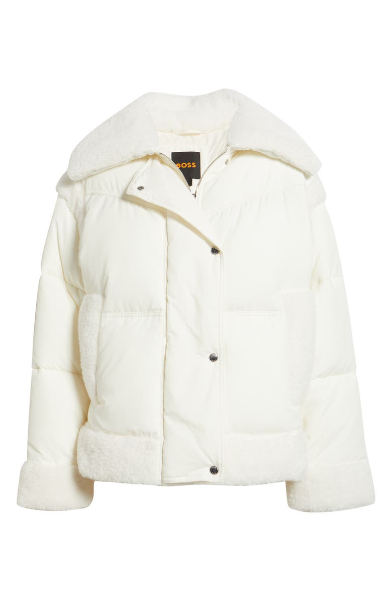 BOSS Orange Pajuna Faux Fur Lined Puffer Jacket, Alternate, color, Open White