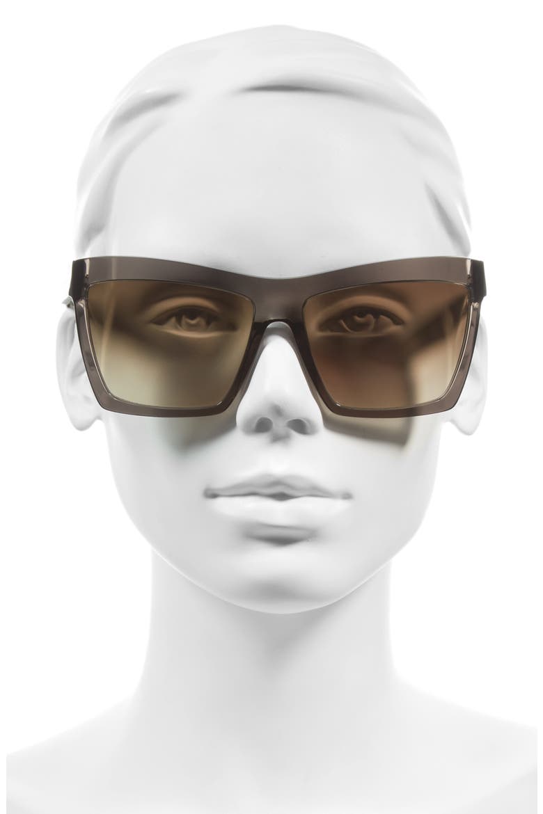 60mm Oversize Sunglasses, Alternate, color, BLACK/ BROWN/ SILVER/ FLASH
