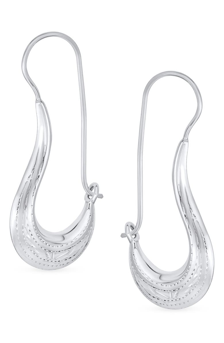 BLING JEWELRY Geometric Crescent Drop Earrings, Alternate, color, Grey