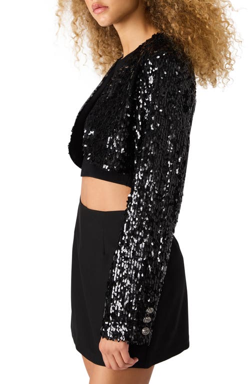 Steve Madden Amandaline Crop Sequin Jacket In Black