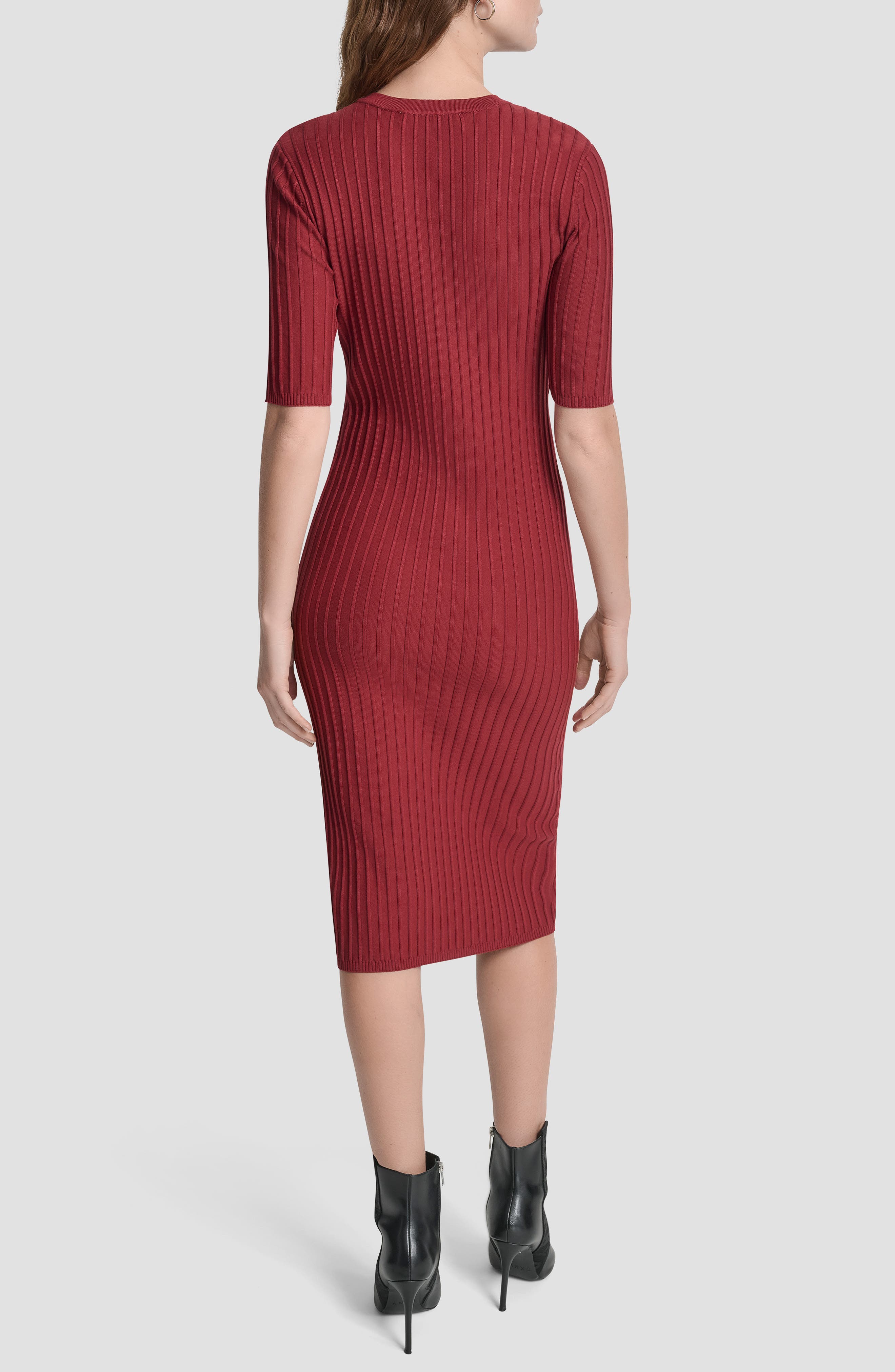 Ribbed Front Zip Sweater Dress - image 2
