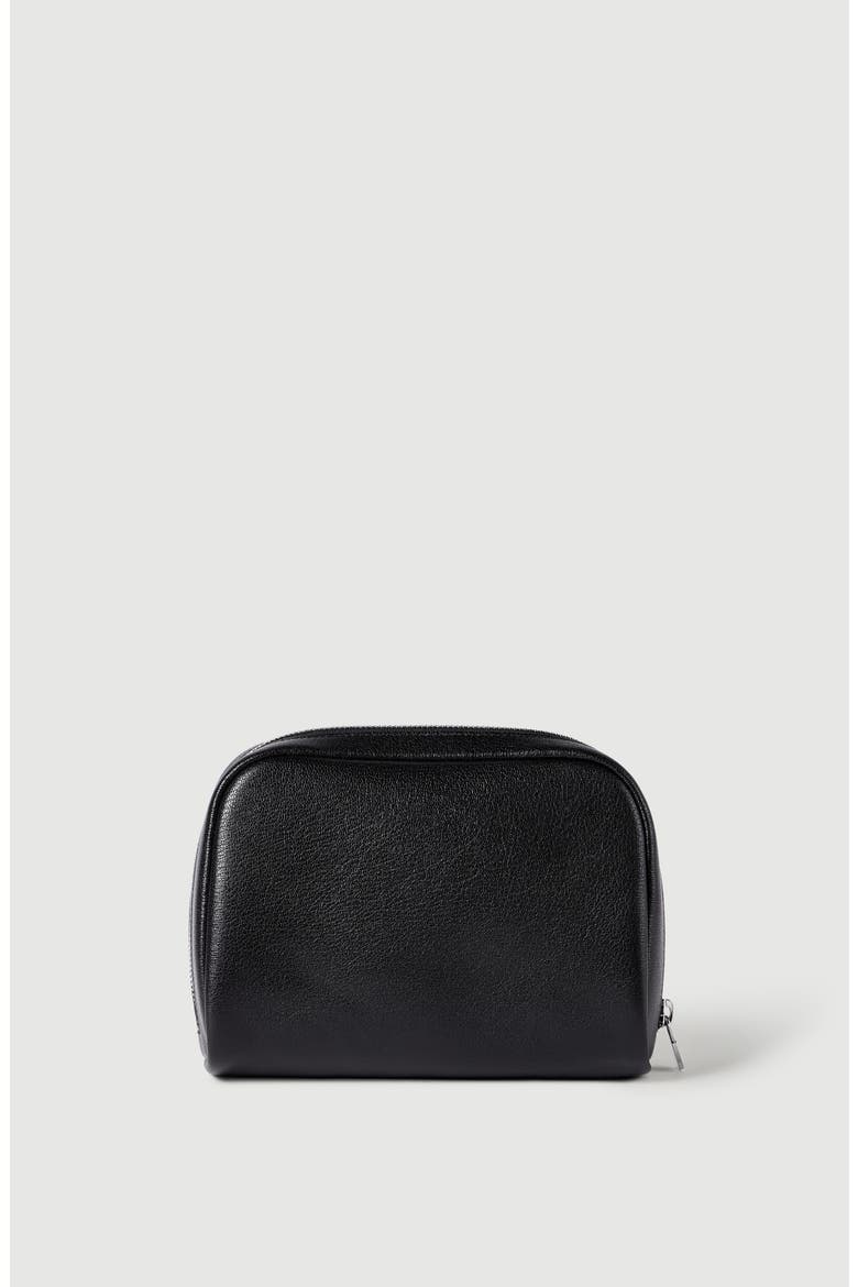 Brushed leather slim beauty case, Alternate, color, Black
