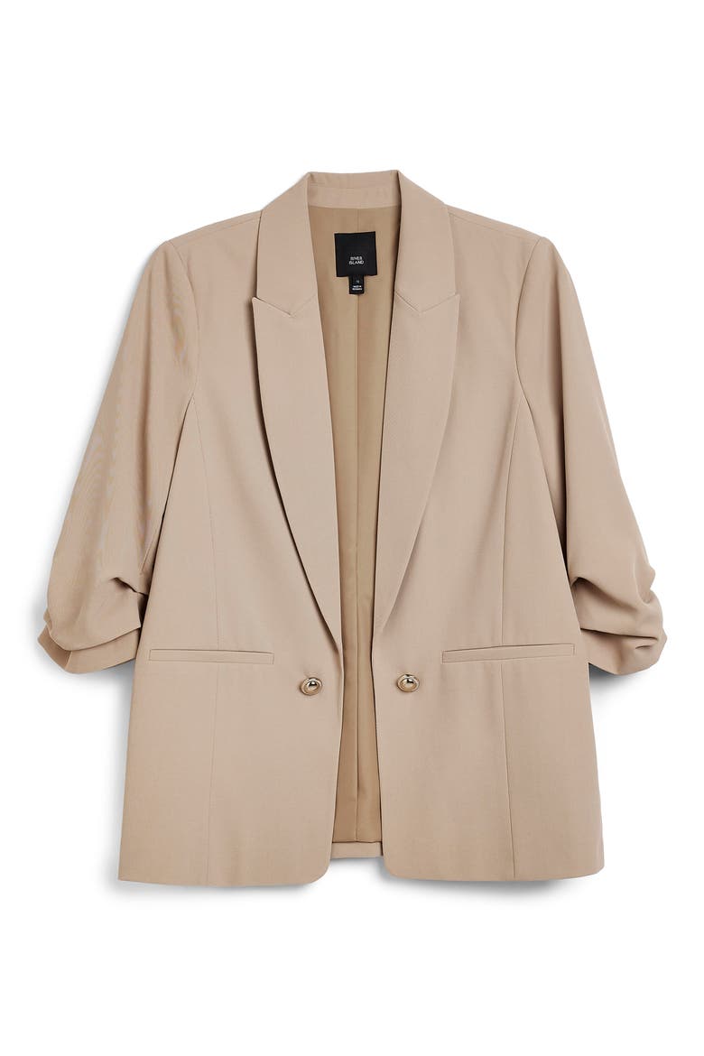 Pleat Sleeve Blazer, Alternate, color, BEIGE