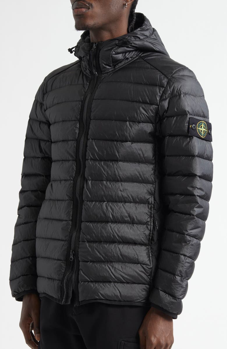 Stone Island Hooded Down Puffer Jacket, Alternate, color, Black