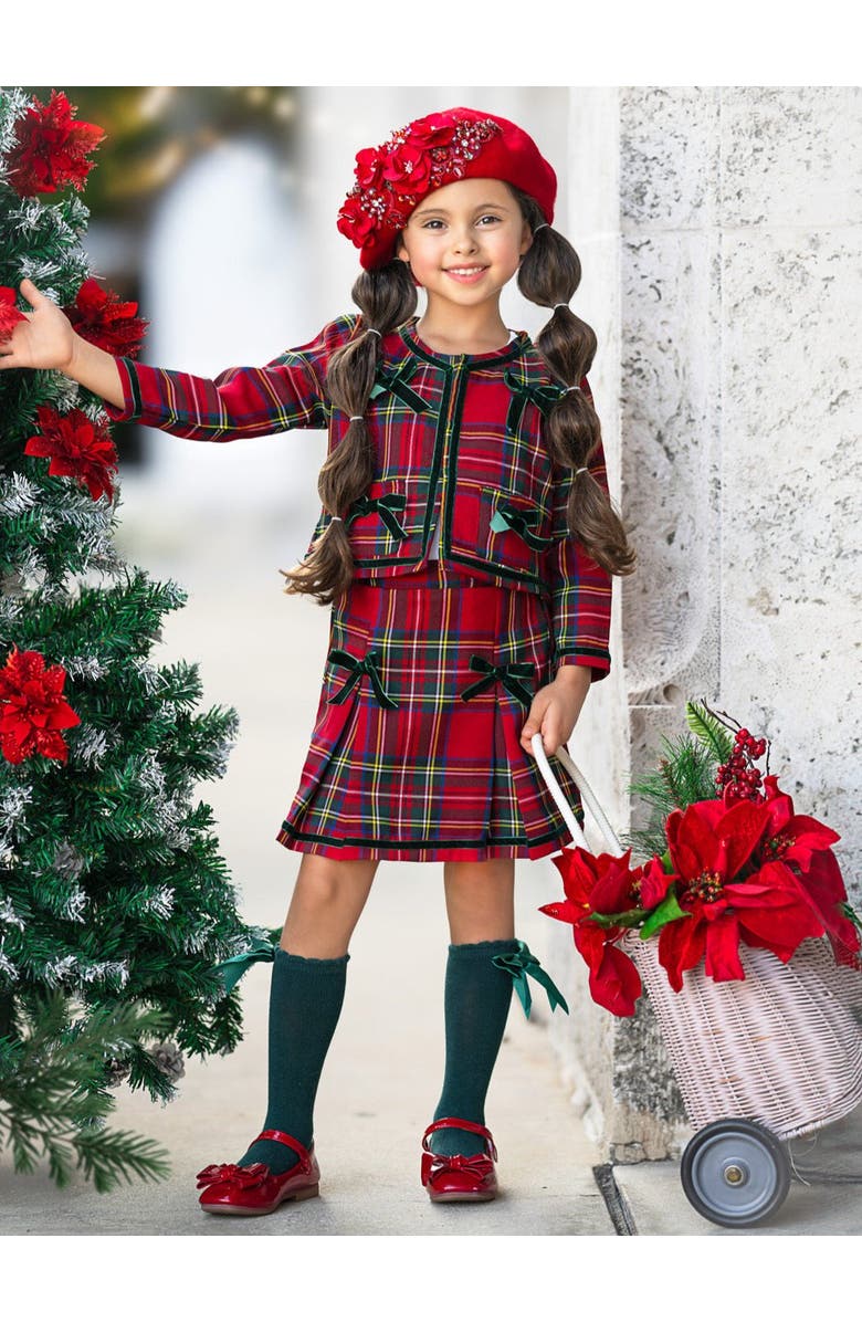 Mia Belle Girls Made For Fashionistas Festive Blazer And Skirt Set, Alternate, color, Red