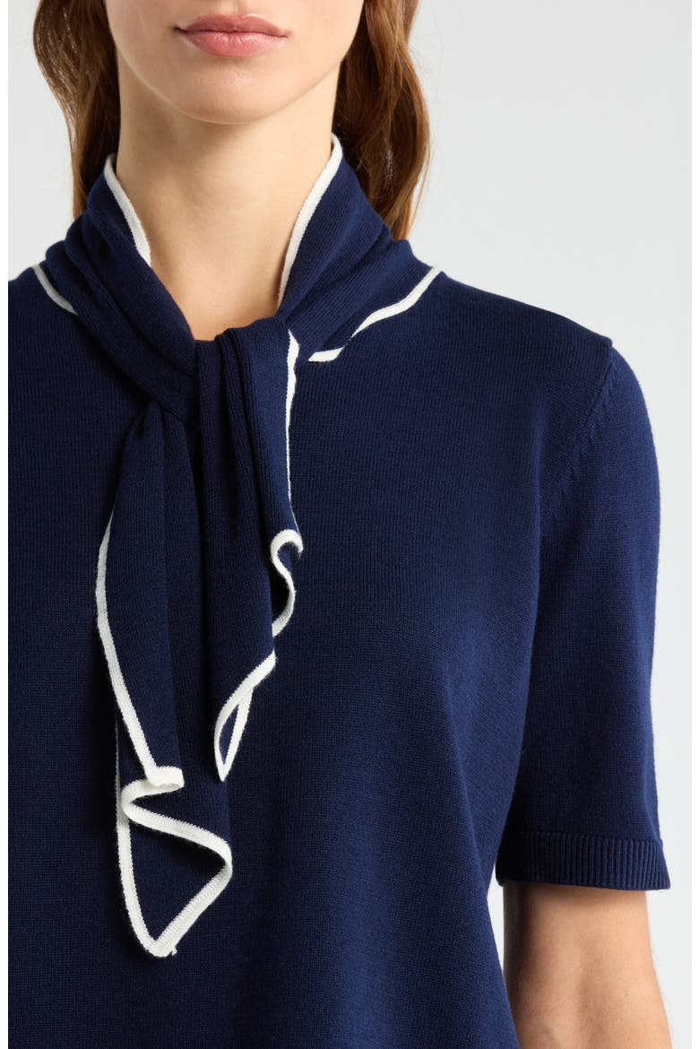 Tipped Tie Neck Sweater, Alternate, color, CLASSIC NAVY