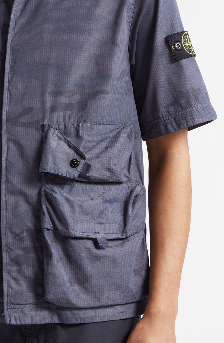 Stone Island Camo Ripstop Utility Shirt, Alternate, color, Blue Grey