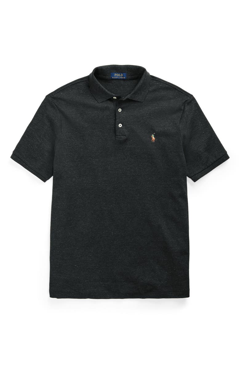 Polo Ralph Lauren Classic Fit Solid Green Cotton Jersey Polo, Alternate, color, Black Marl Heather