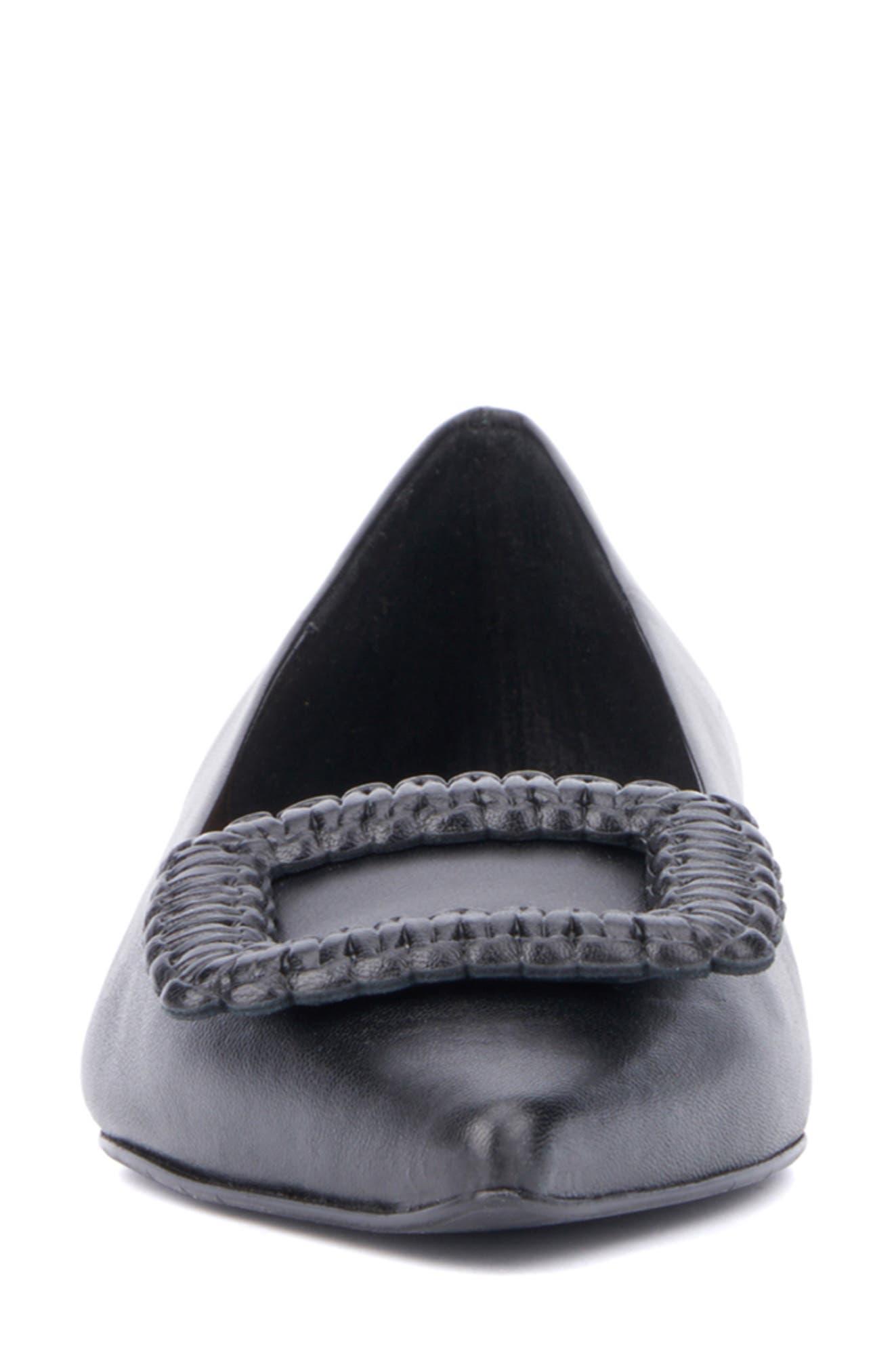 Aquatalia Jena Buckle Weatherproof Pointed Toe Flat, Alternate, color, Black