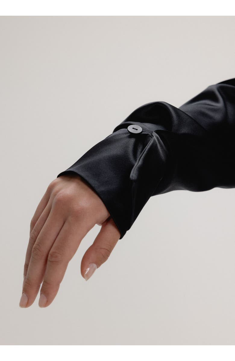 Alas Silk Button Up Shirt, Alternate, color, Black