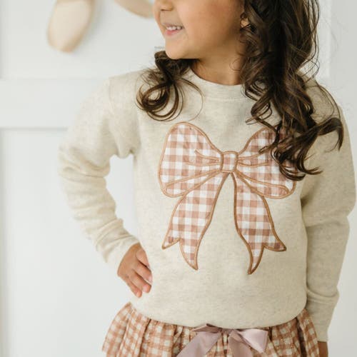 Sweet Wink Gingham Bow Patch Sweatshirt In Neutral