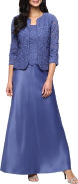 Alex Evenings Embroidered Lace Mock Two-Piece Gown with Jacket