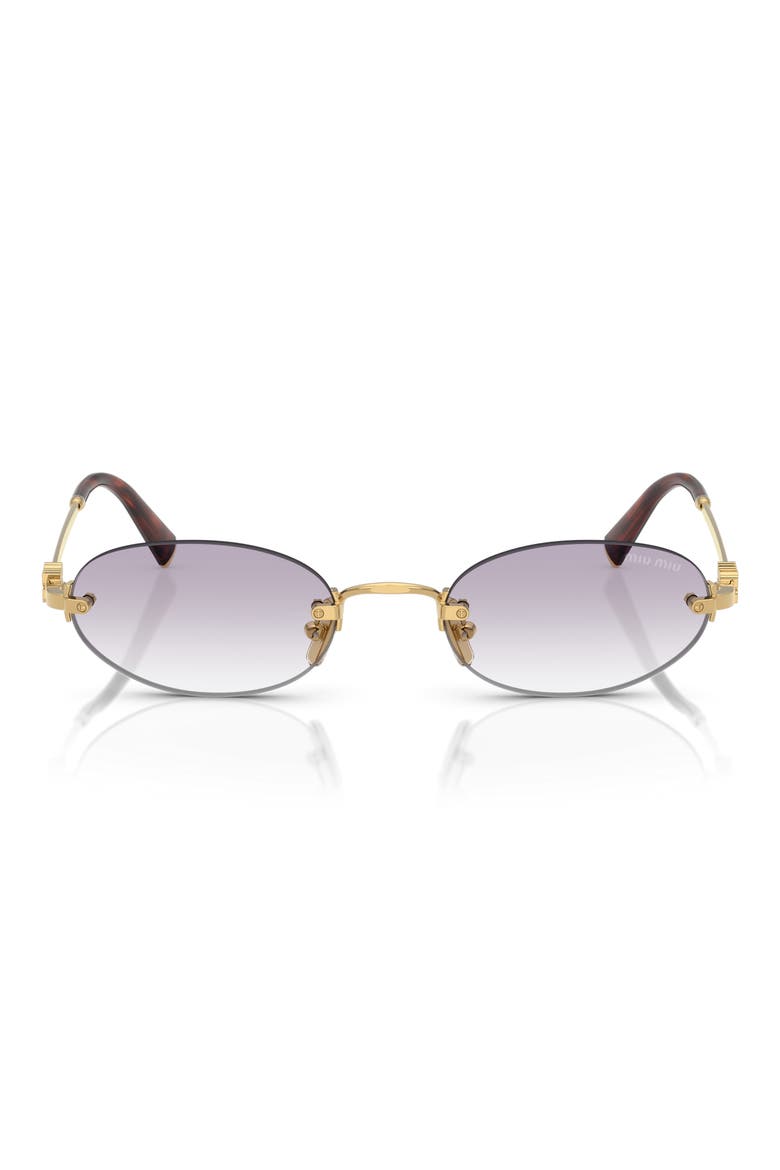 51mm Oval Rimless Sunglasses, Main, color, GOLD / CLEAR / DARK GREY