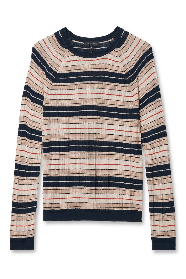 Teresa Striped Silk Blend Sweater, Alternate, color, NAVY MULTI