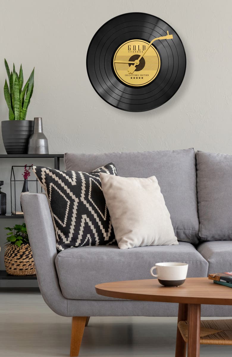 CROSLEY 12-Inch Record Wall Clock, Alternate, color, Gold